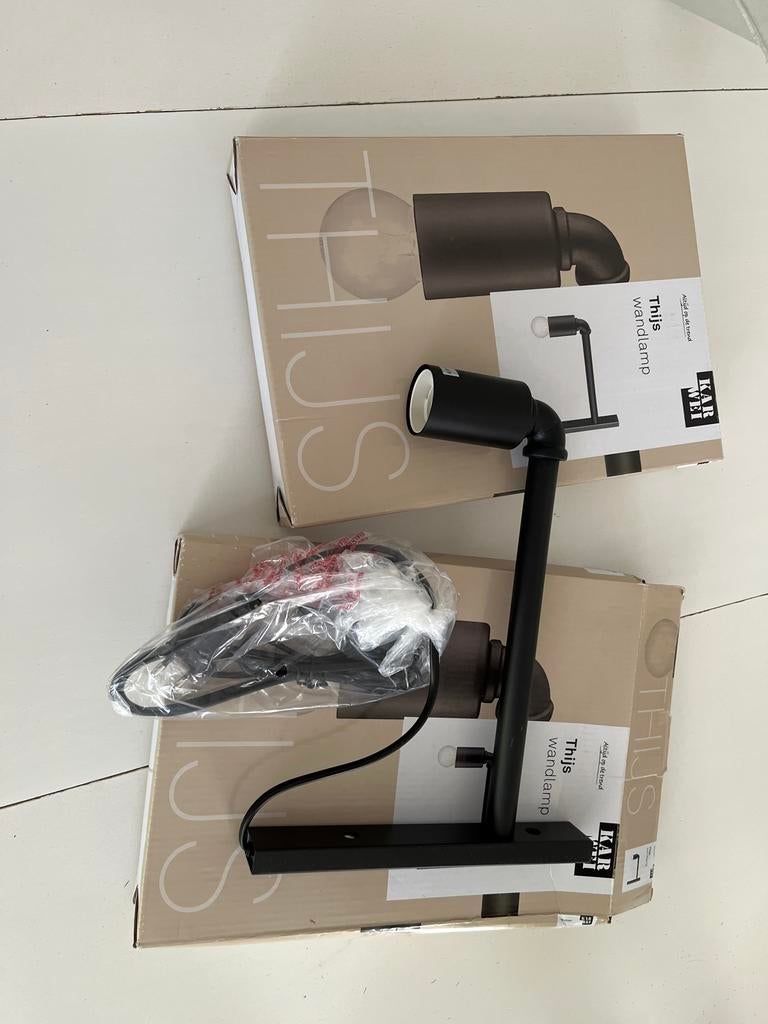 2x Wandlamp Thijs Karwei zwart, Ophalen, Nieuw, Metaal