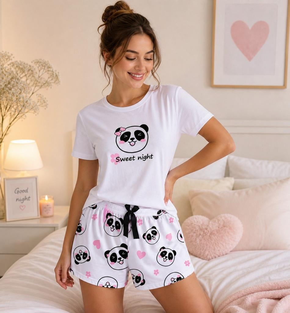 Nieuwe witte panda pyjama set maat s, Onbekend, Nieuw, Ophalen of Verzenden, Onbekend