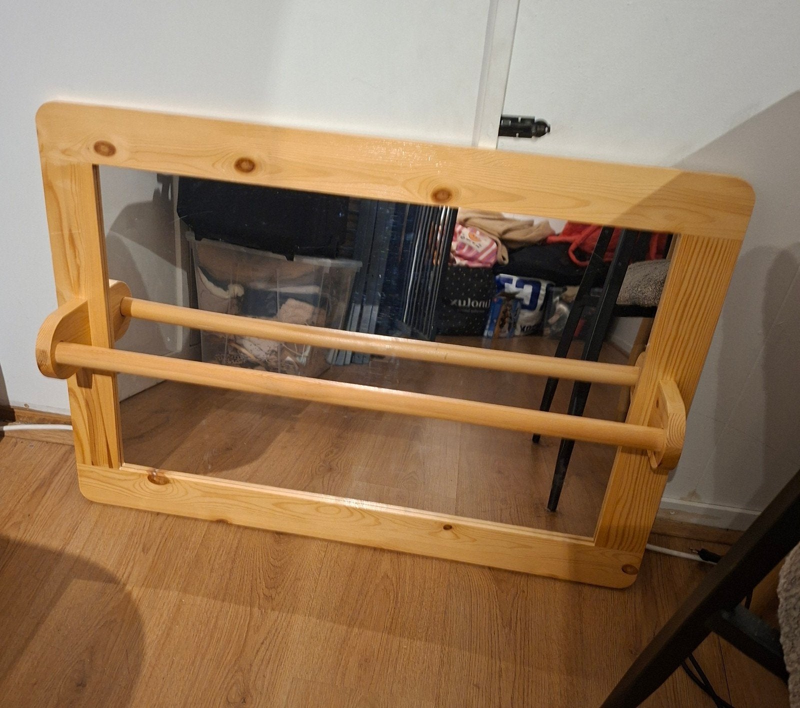 Houten balletspiegel met barre, Huis en Inrichting, Woonaccessoires | Spiegels, Ophalen, Gebruikt, 100 tot 150 cm, 100 tot 125 cm