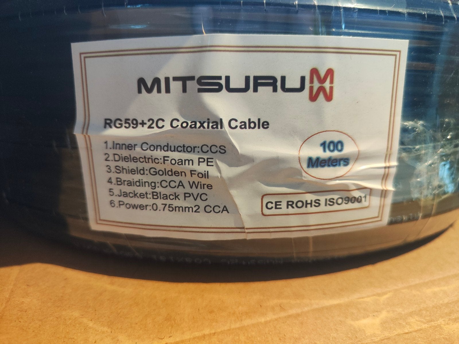 RG59 Coaxiale kabel + Voedingskabel 100m, Ophalen, Nieuw, 10 meter of meer, Coaxiale kabel