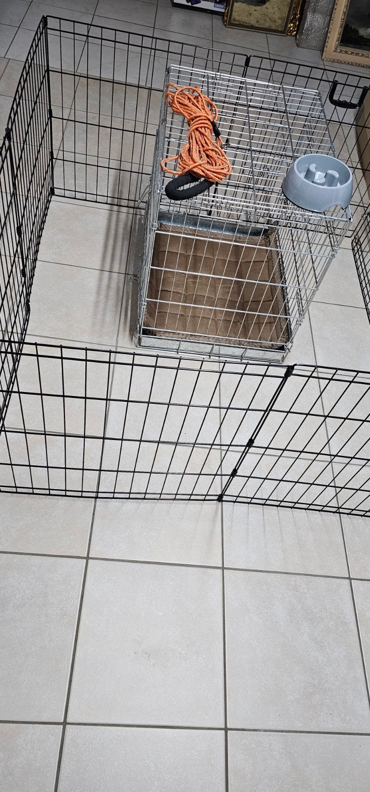 hondenbench en puppyren sleeptouw en antischrokbak, Dieren en Toebehoren, Ophalen, Zo goed als nieuw