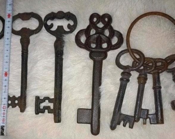 Brocante gietijzeren Skeletsleutels/Skeleton Keys, Antiek en Kunst, Ophalen of Verzenden