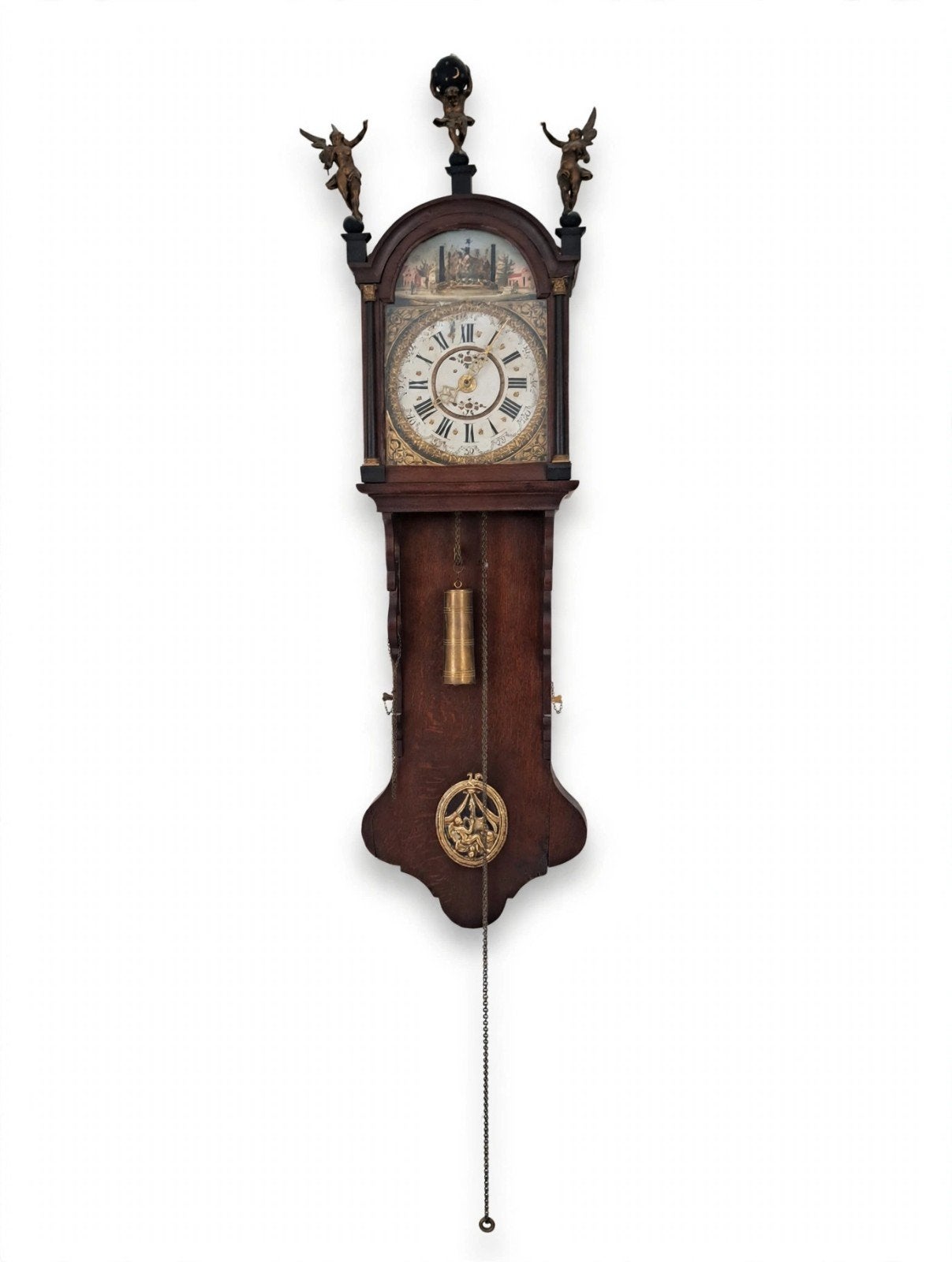 Antieke Friese Staartklok ca. 1820 + Bewegend Ruiterstuk, Antiek en Kunst, Ophalen