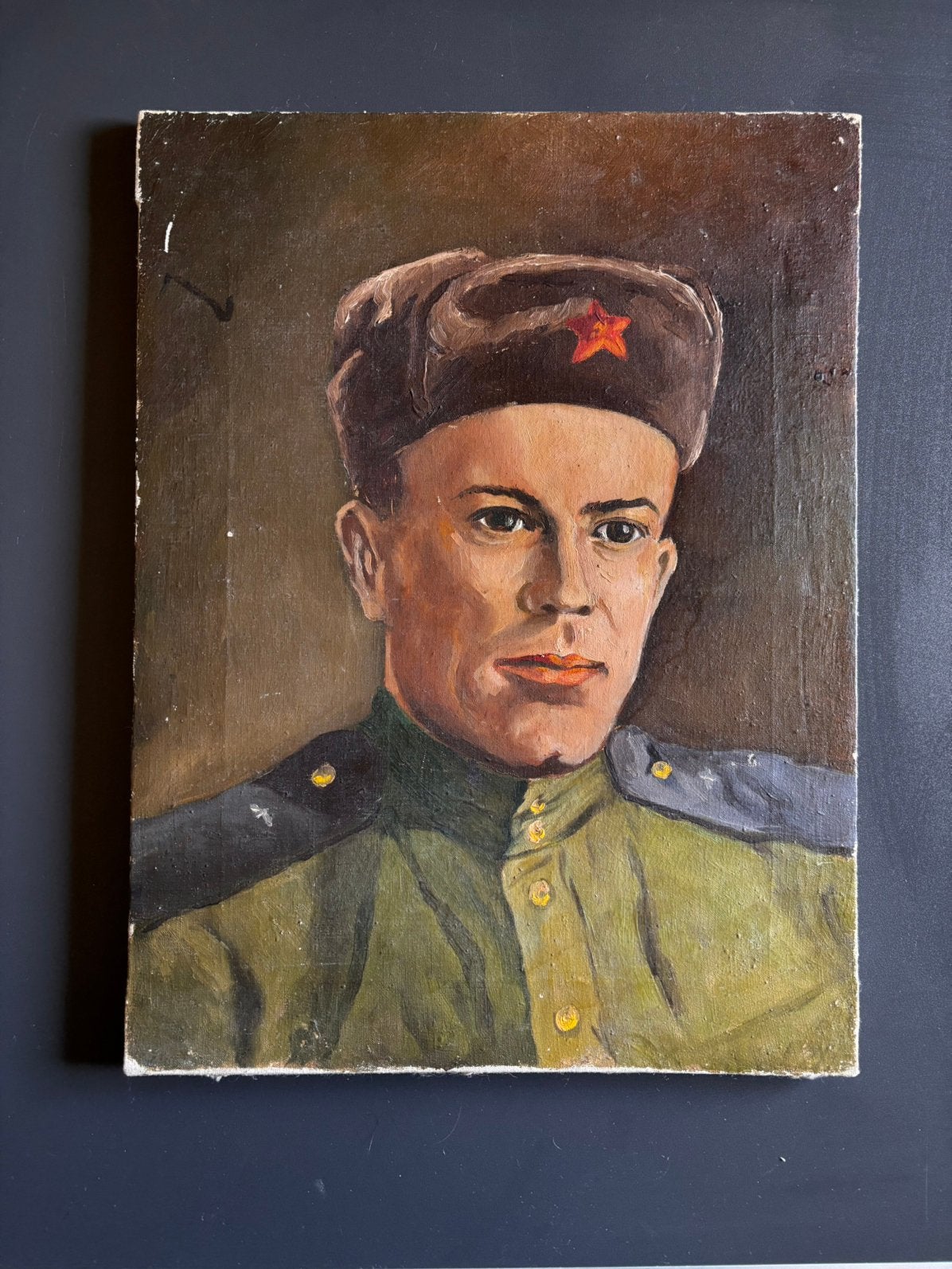 Sovjet Olieverfschilderij van een Rode Leger Soldaat, Verzamelen, Ophalen of Verzenden, Nederland