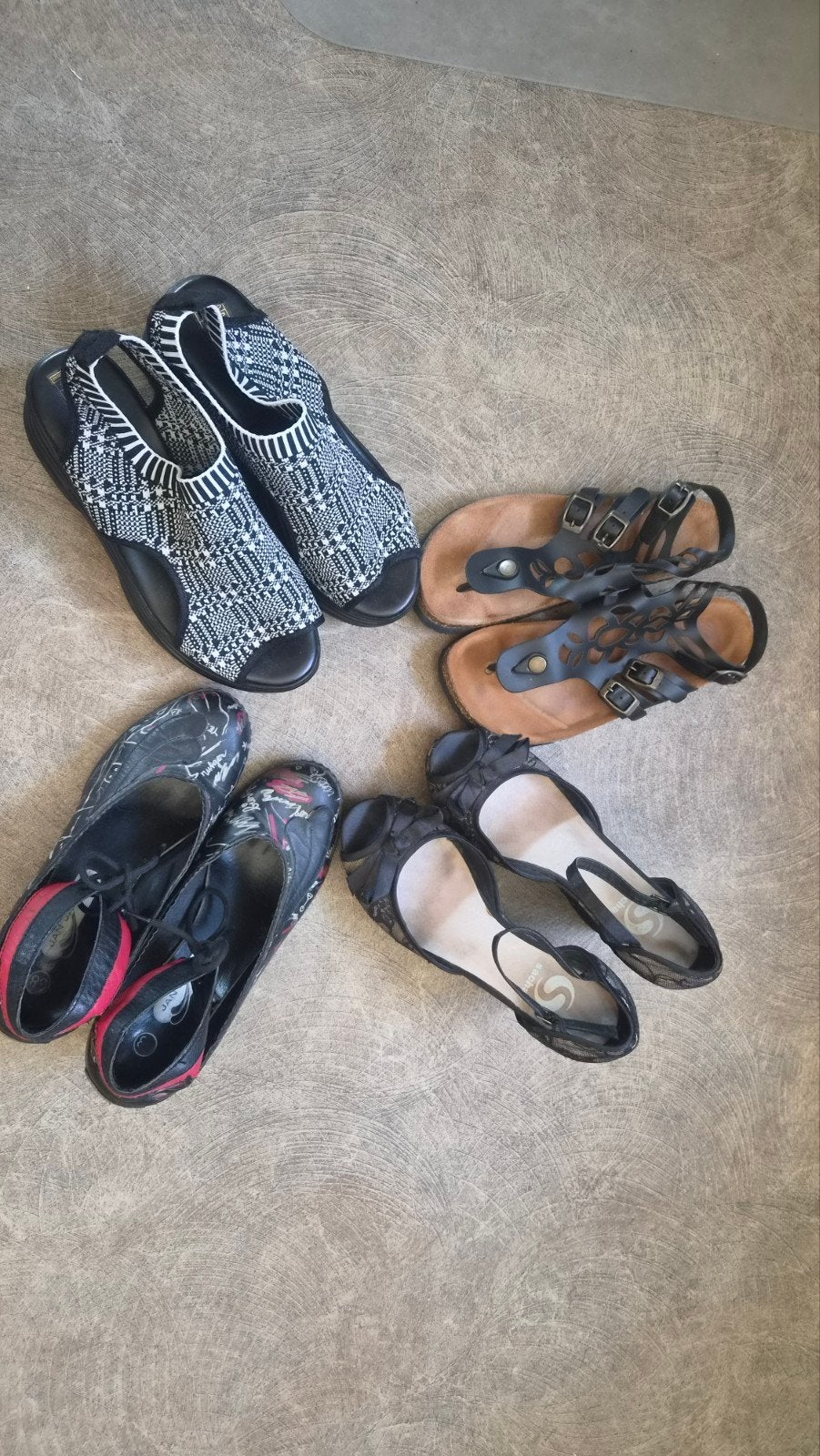 4 paar open zomerschoenen, maat 38, diverse merken, Instappers, Ophalen of Verzenden, Zo goed als nieuw, Sacha