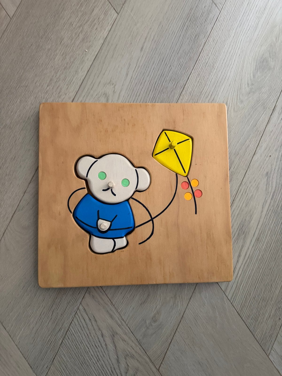 Houten  puzzel  Boris Beer van Dick Bruna  gele vlieger, Ophalen of Verzenden, Zo goed als nieuw, Overige typen