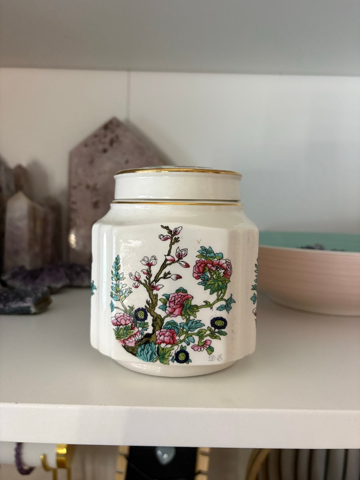 Vintage Douwe Egberts Potje met Bloemenprint, Ophalen of Verzenden