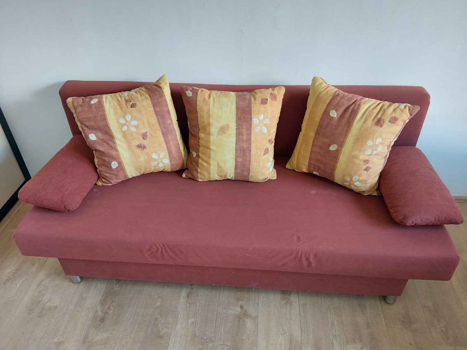 Slaapbank met opbergruimte - 190cm breed, 3-zits, Ophalen, Gebruikt, Twijfelaar, Rood