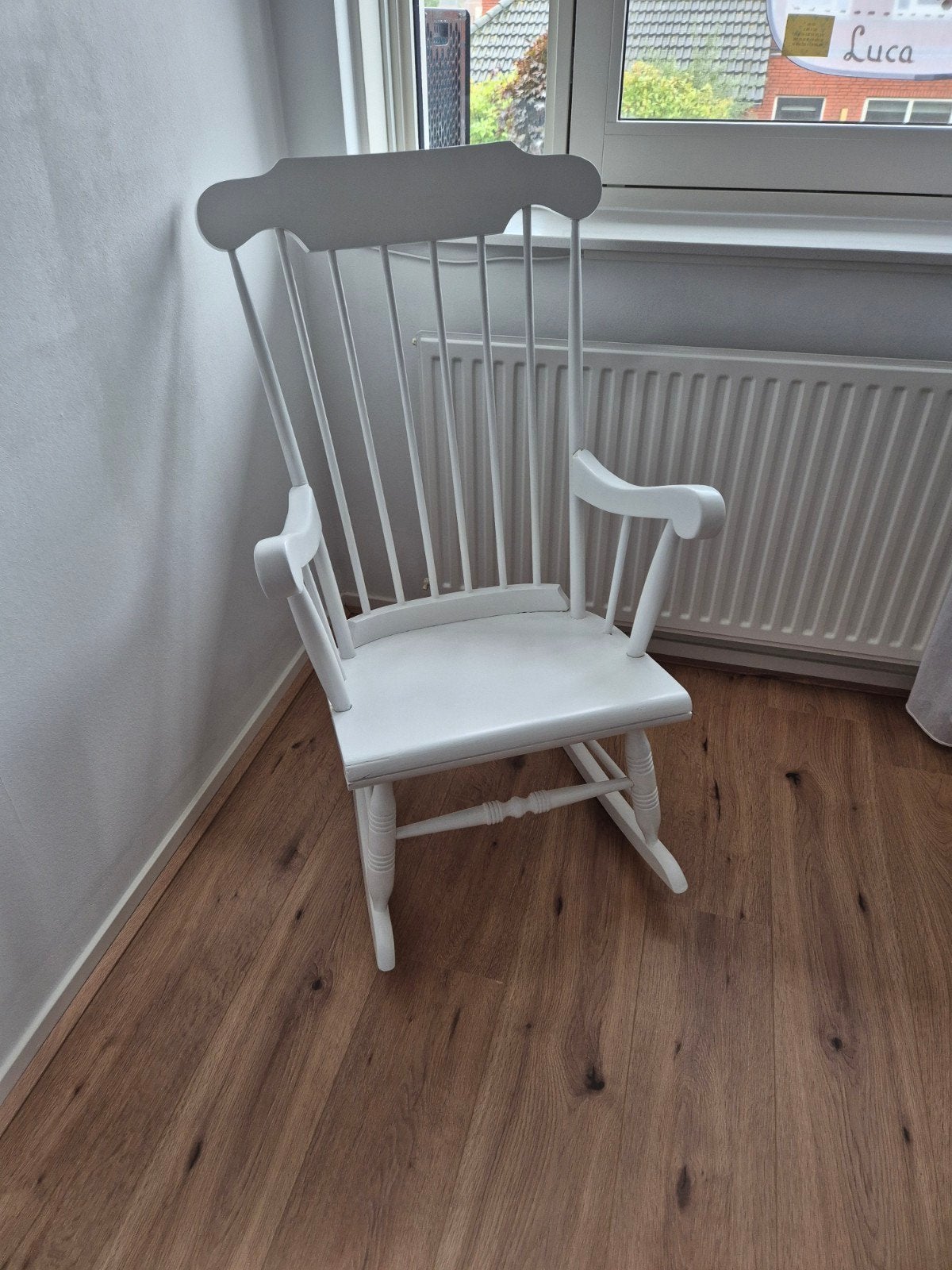 Witte houten schommelstoel - 100x62x75 cm, Huis en Inrichting, Ophalen, Gebruikt, Wit, Eén