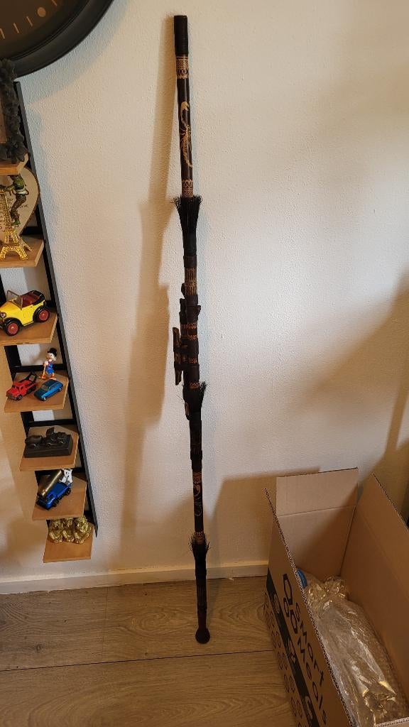Prachtige, Complete Dayak Blaaspijp uit Borneo – 140cm, Antiek en Kunst, Ophalen