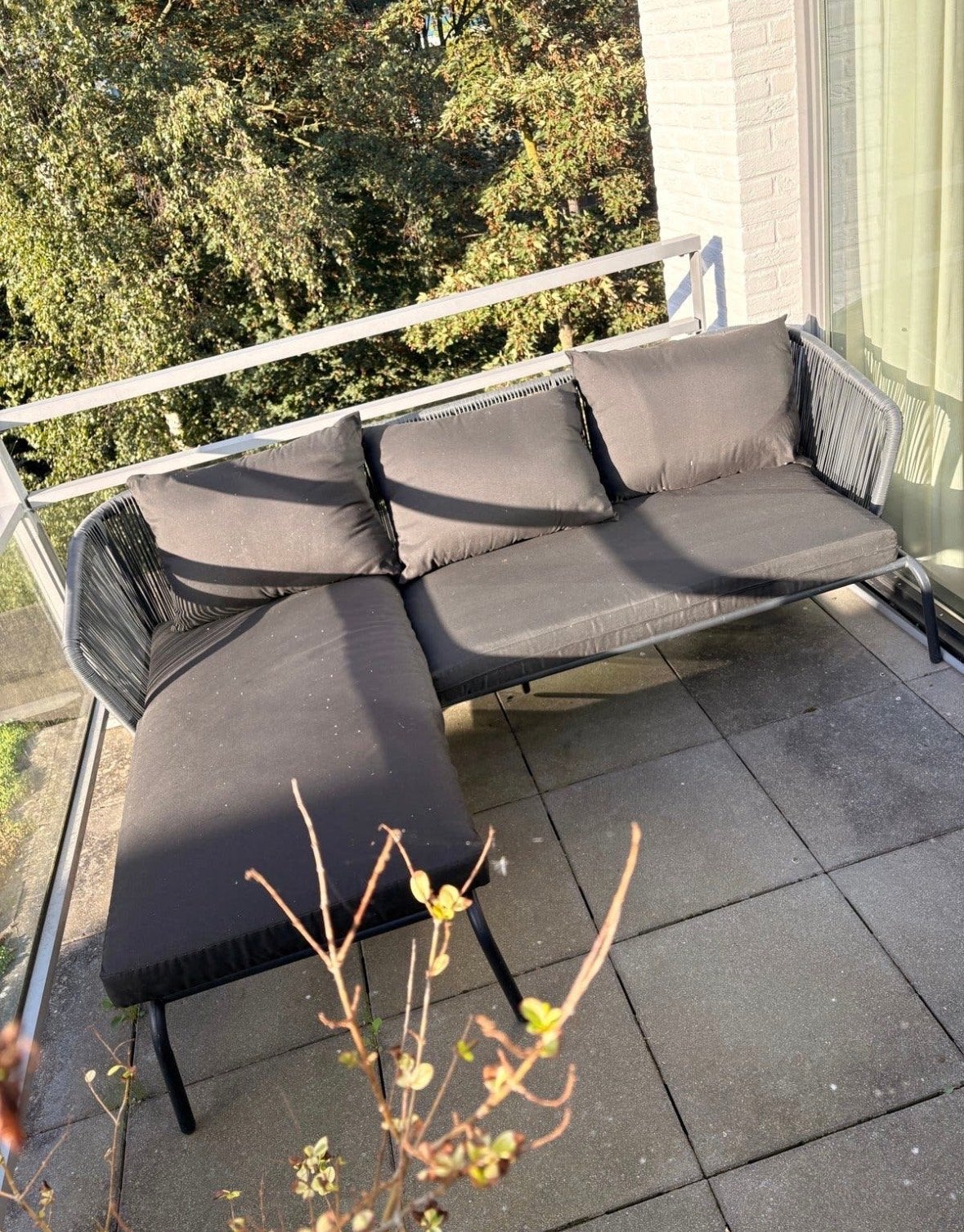 Comfortabele loungeset voor balkon of terras, Ophalen, Gebruikt, 3 zitplaatsen, Loungeset