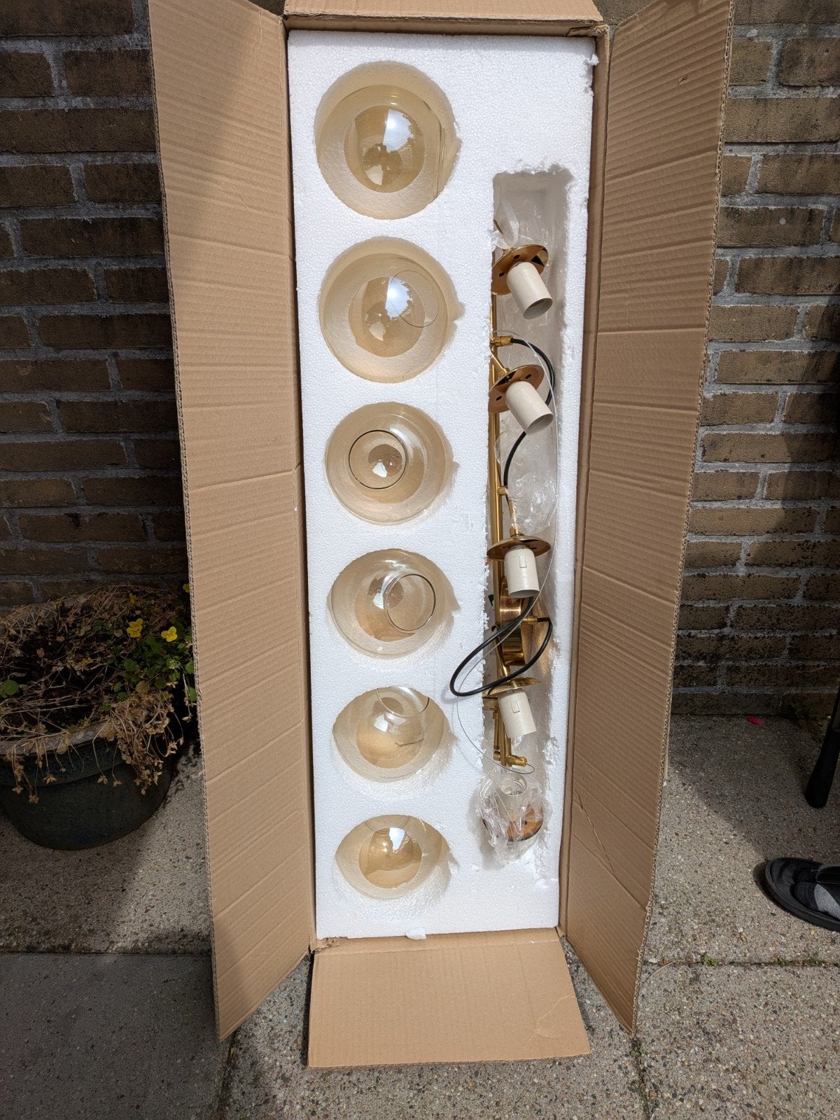 Woonenzo Hanglamp met 6 glazen bollen - Nieuw in doos, Modern, Industrieel, E14 (klein), Nieuw, Ophalen of Verzenden
