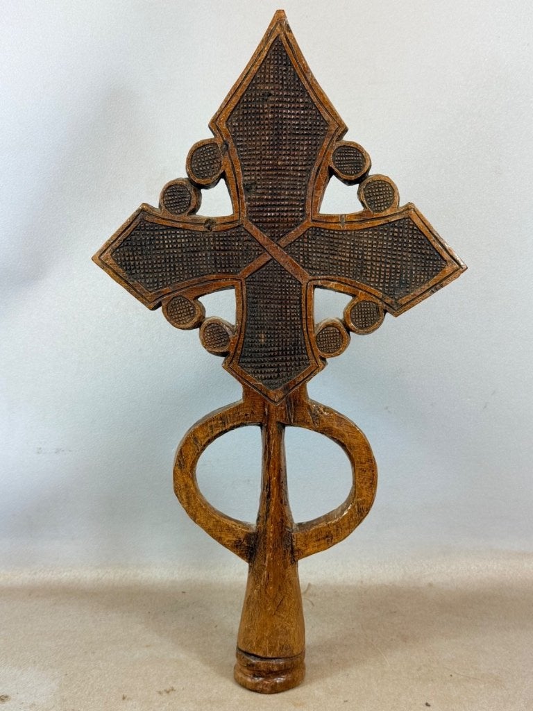 260614 Antieke houten Coptic procession Cross - Ethiopie, Ophalen of Verzenden