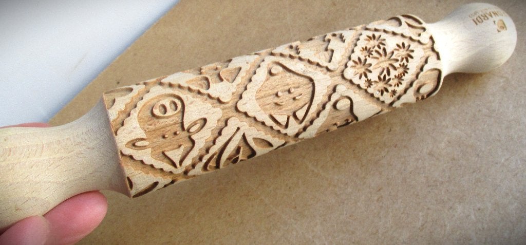 Deegroller met patroon - Leonardi Wood~Houten Roller Deeg, Overige typen, Hout, Nieuw, Ophalen of Verzenden