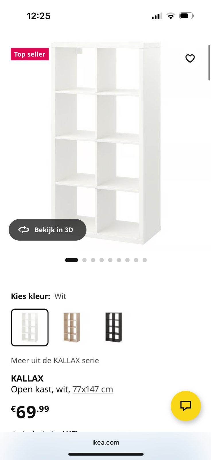 IKEA KALLAX Open kast, wit, 77x147 cm, Ophalen, Gebruikt, 100 tot 150 cm, 50 tot 100 cm