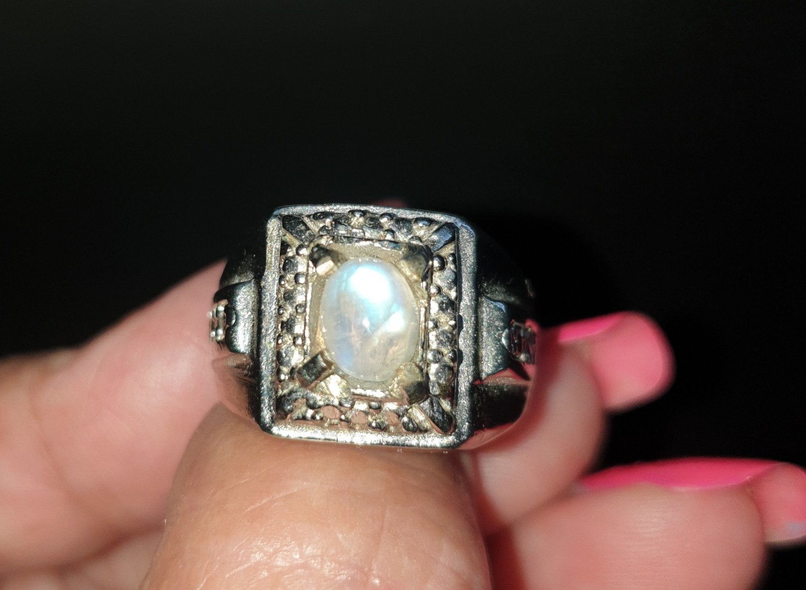 Ring maat 18 batu Biduri Bulan maansteen Indonesië, 18 tot 19, Verzenden, Wit, Nieuw