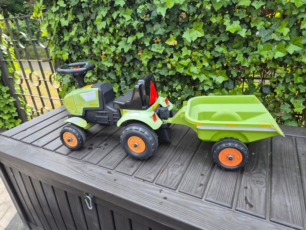 Mini loopauto looptractor met aanhanger - goede staat, Ophalen, Gebruikt, Loopvoertuig