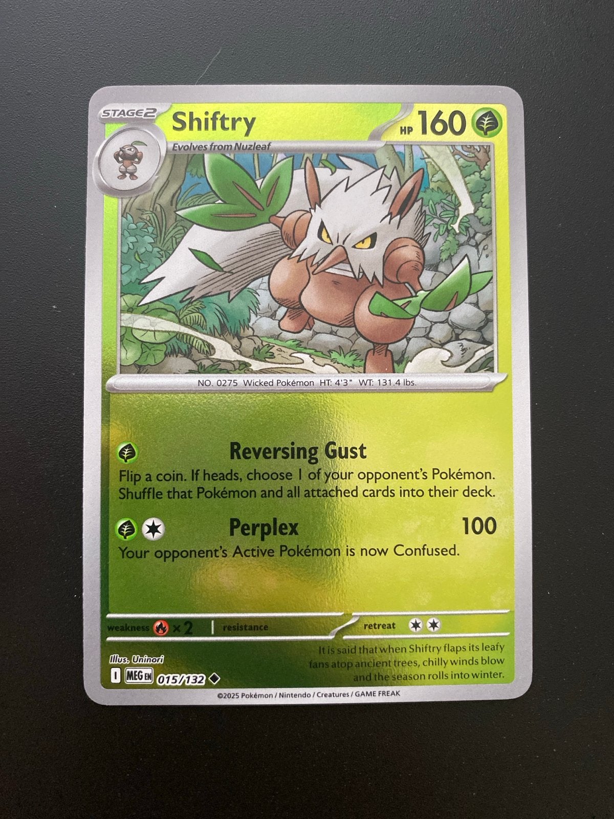 Shiftry 015/132 Reverse Holo Mega Evolution, Ophalen of Verzenden, Zo goed als nieuw, Losse kaart, Foil