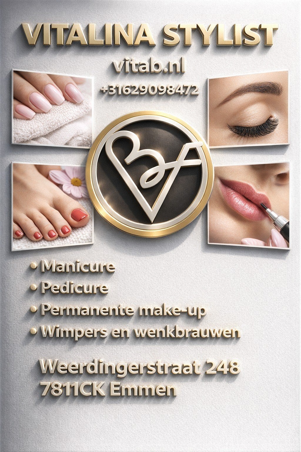 Manicure,  pedicure, permanente make-up,  wimpers, Ophalen