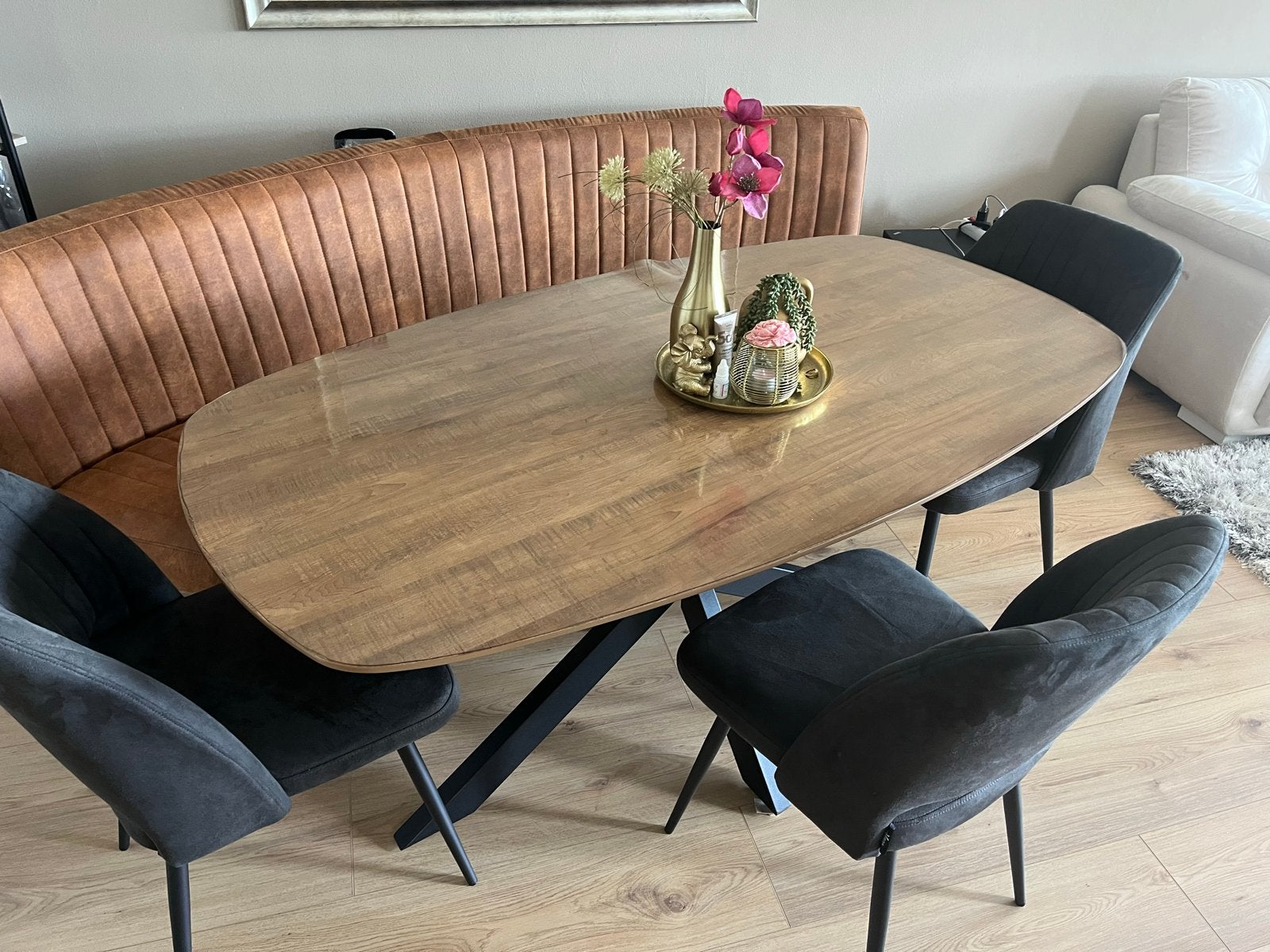 Eettafel met bank en stoelen, Huis en Inrichting, Tafels | Eettafels, Ophalen, Gebruikt, 100 tot 150 cm, 50 tot 100 cm