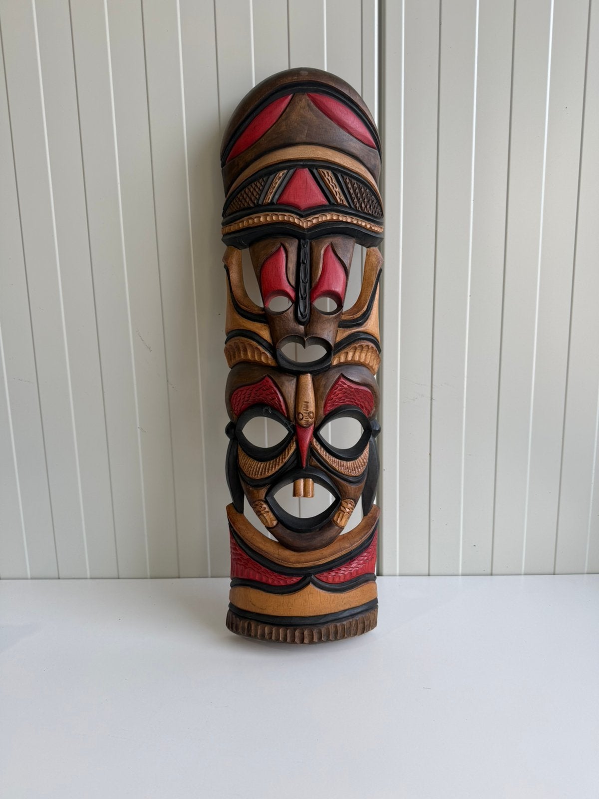 Handgesneden houten Tiki masker uit Indonesië, Antiek en Kunst, Kunst | Beelden en Houtsnijwerken, Overige onderwerpen, Houtsnijwerk