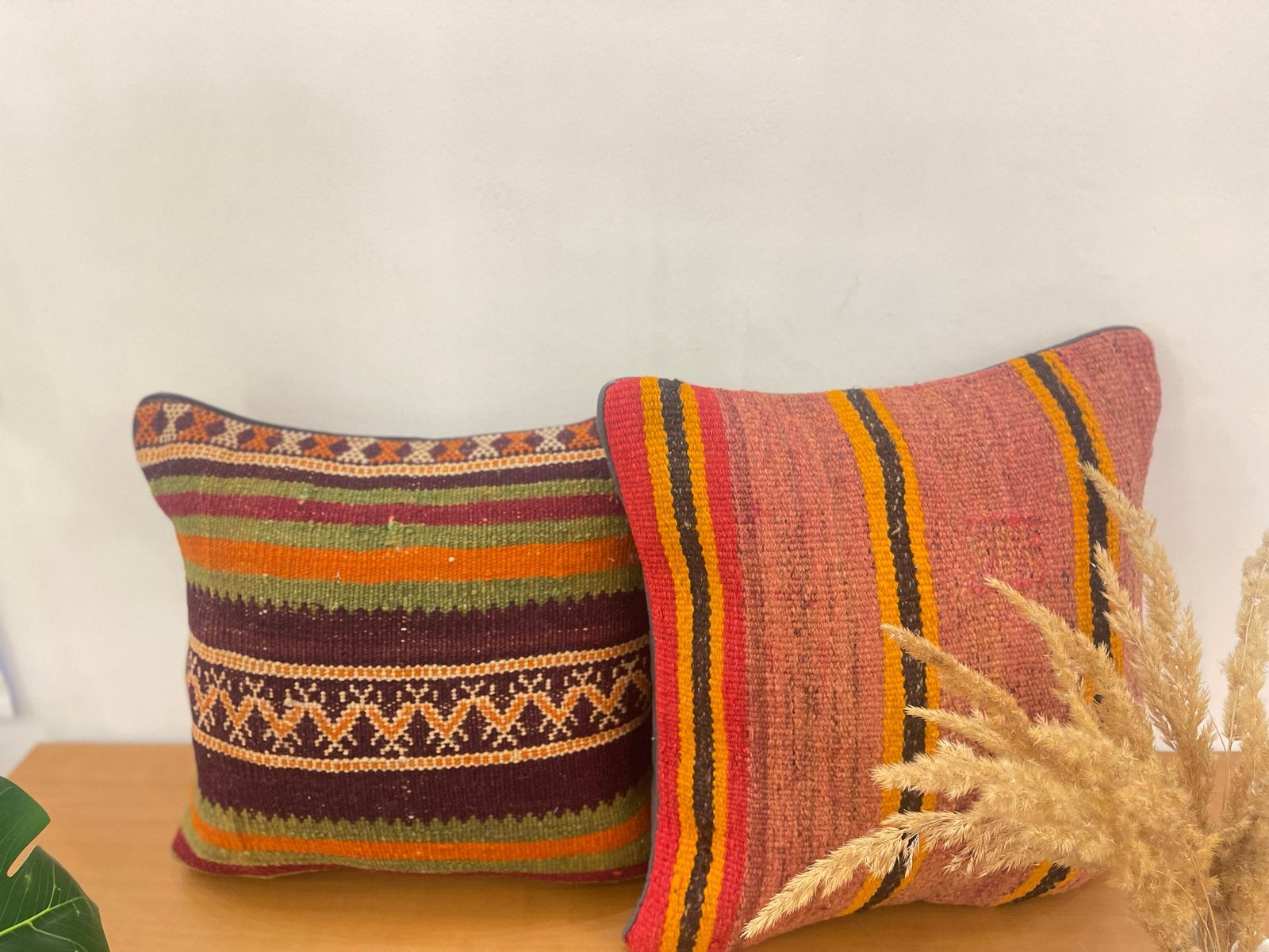 Natuurlijk Kilim Kussen met Vulling - ca. 45x45 cm, Meerkleurig, Handgemaakt, Vierkant, Nieuw
