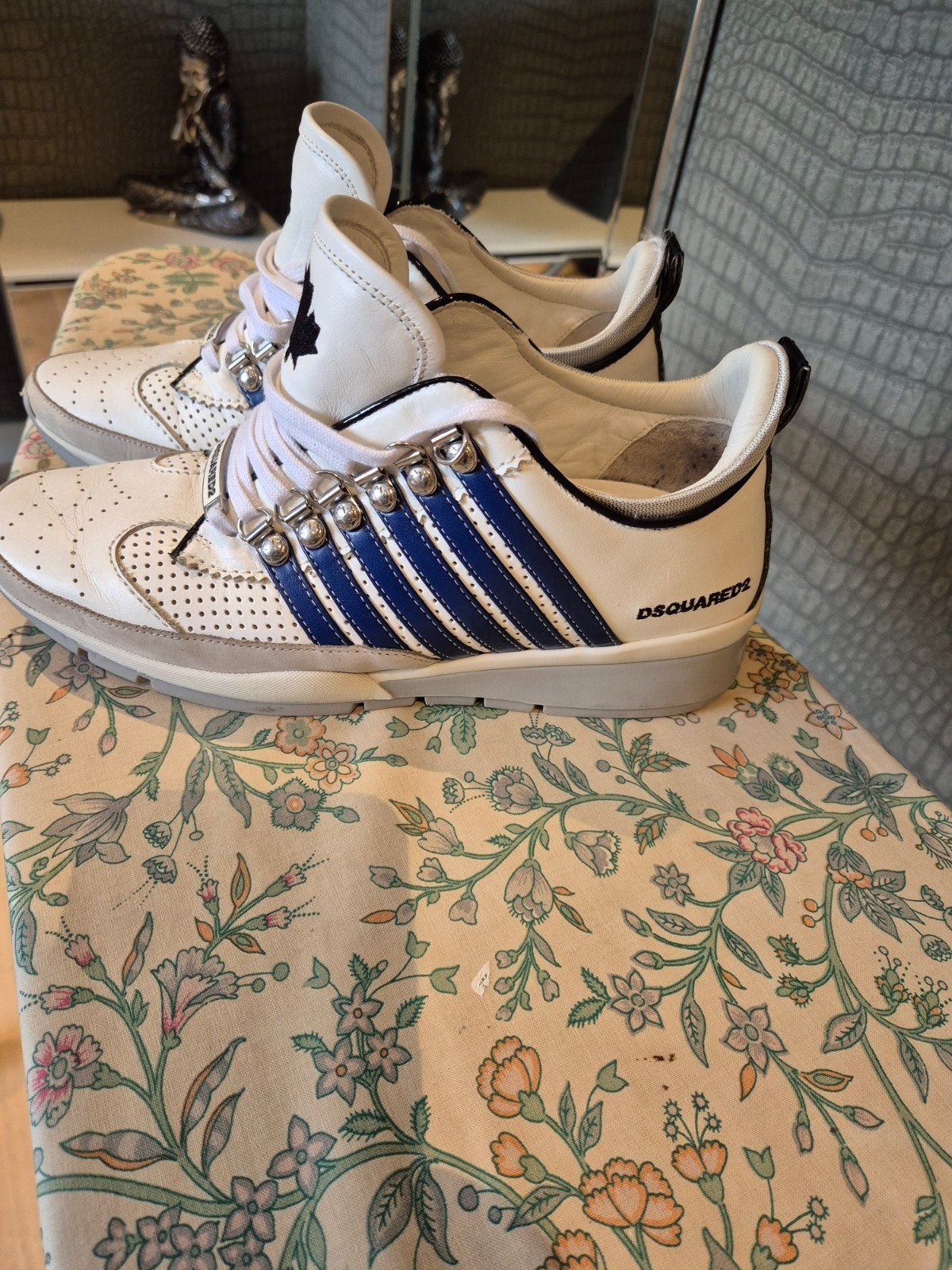 Dsquared2 sneakers - Maat 41.- Wit met blauwe strepen, Ophalen, Dsquared2, Wit, Sneakers of Gympen