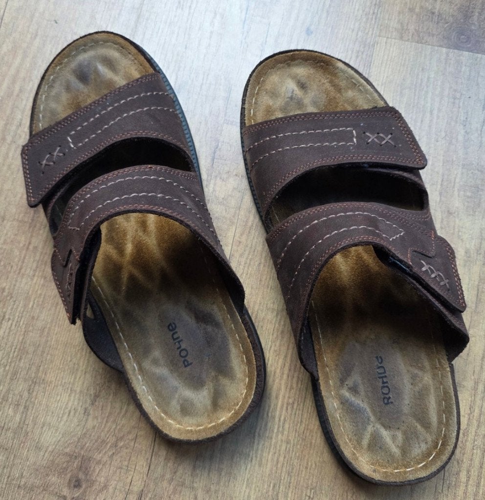 Rohde leren slippers, maat 46, Bruin, Zo goed als nieuw, Ophalen, Slippers