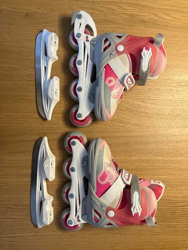 Nijdam 2-in-1 Combo Skeelers/Schaatsen Kind Verstelbaar Roze, Ophalen, Gebruikt, IJshockeyschaatsen, Nijdam