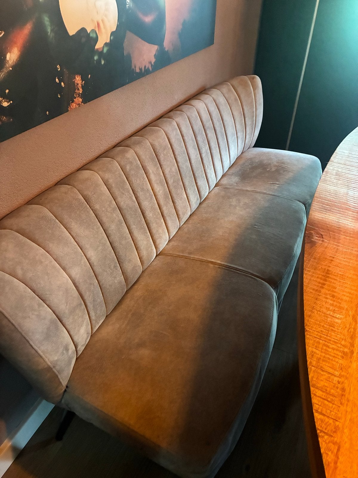 Moderne grijze gestoffeerde bank 180 cm, Ophalen, Gebruikt, 125 cm of meer, Stof