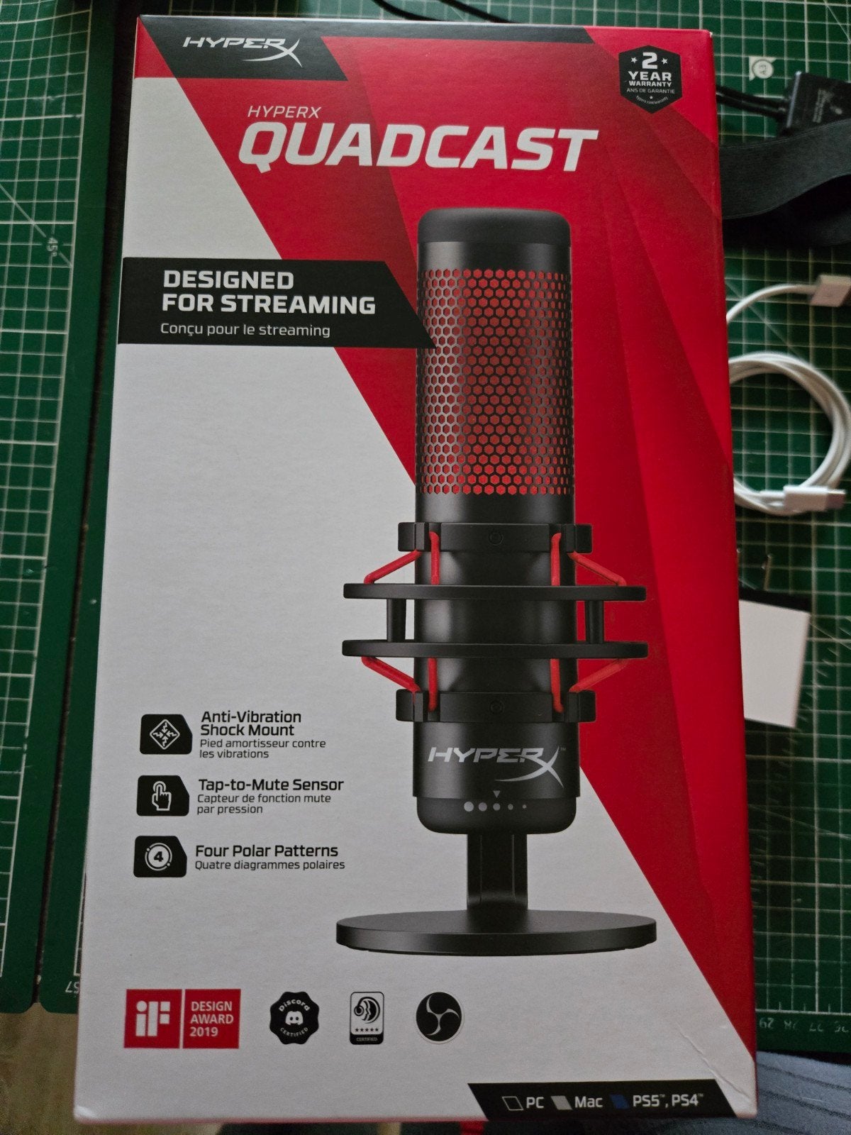 HyperX QuadCast USB Microfoon voor Streaming en Gaming, Muziek en Instrumenten, Microfoons, Ophalen of Verzenden, Zo goed als nieuw