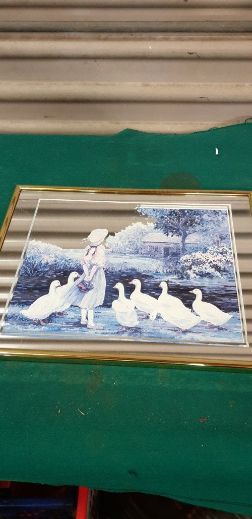 spiegel schilderij ,meisje met ganzen, Ophalen of Verzenden, 'T Olde Gre-j, Info@toldegrej.nl, Endepoelstraat 20f Didam