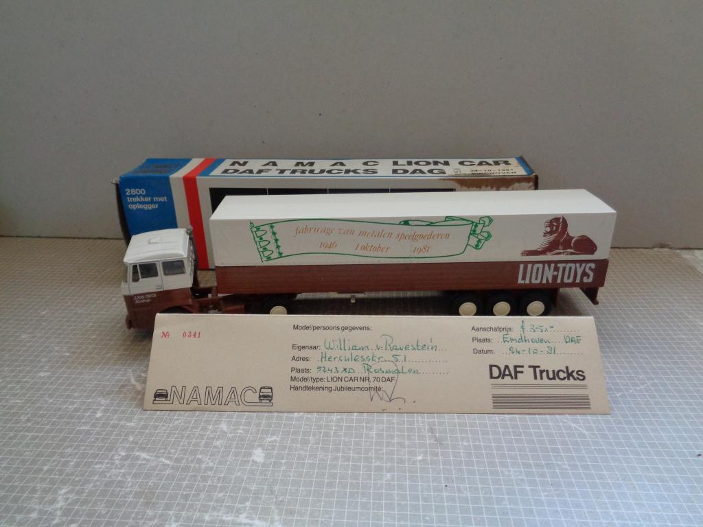 lion daf 2800 met huif trialer, Ophalen of Verzenden, Zo goed als nieuw, Bus of Vrachtwagen, Lion Toys