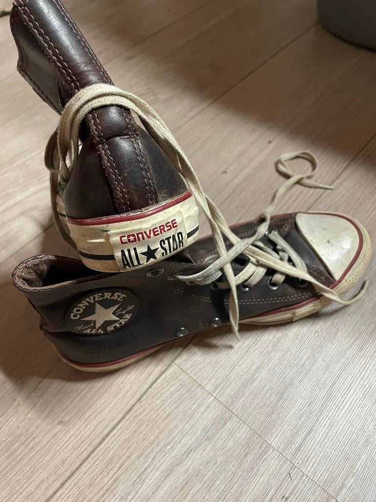 Converse All Star Hoge Sneakers Leer Bruin Maat 38, Ophalen of Verzenden, Gedragen, Bruin, Sneakers of Gympen