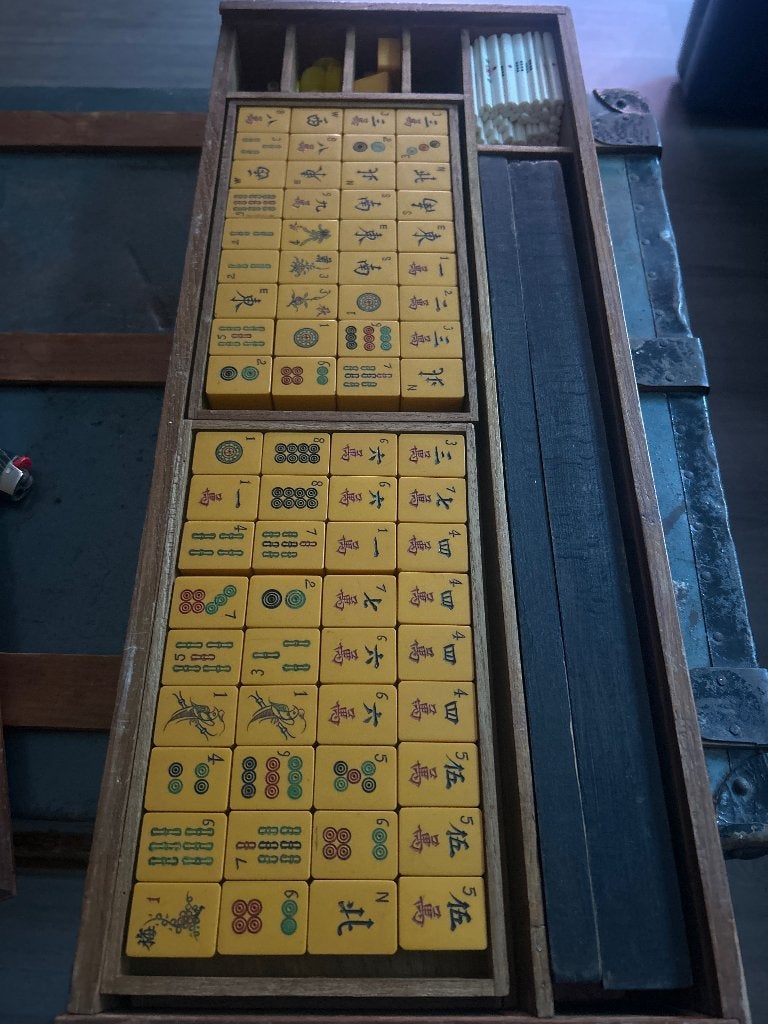 Antiek Mahjong spel, Ophalen of Verzenden, Gebruikt