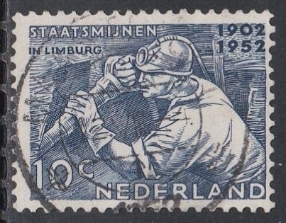 Nederland 1952 582 Mijnwerker, Gest Maastricht, Ophalen of Verzenden, Na 1940, Gestempeld