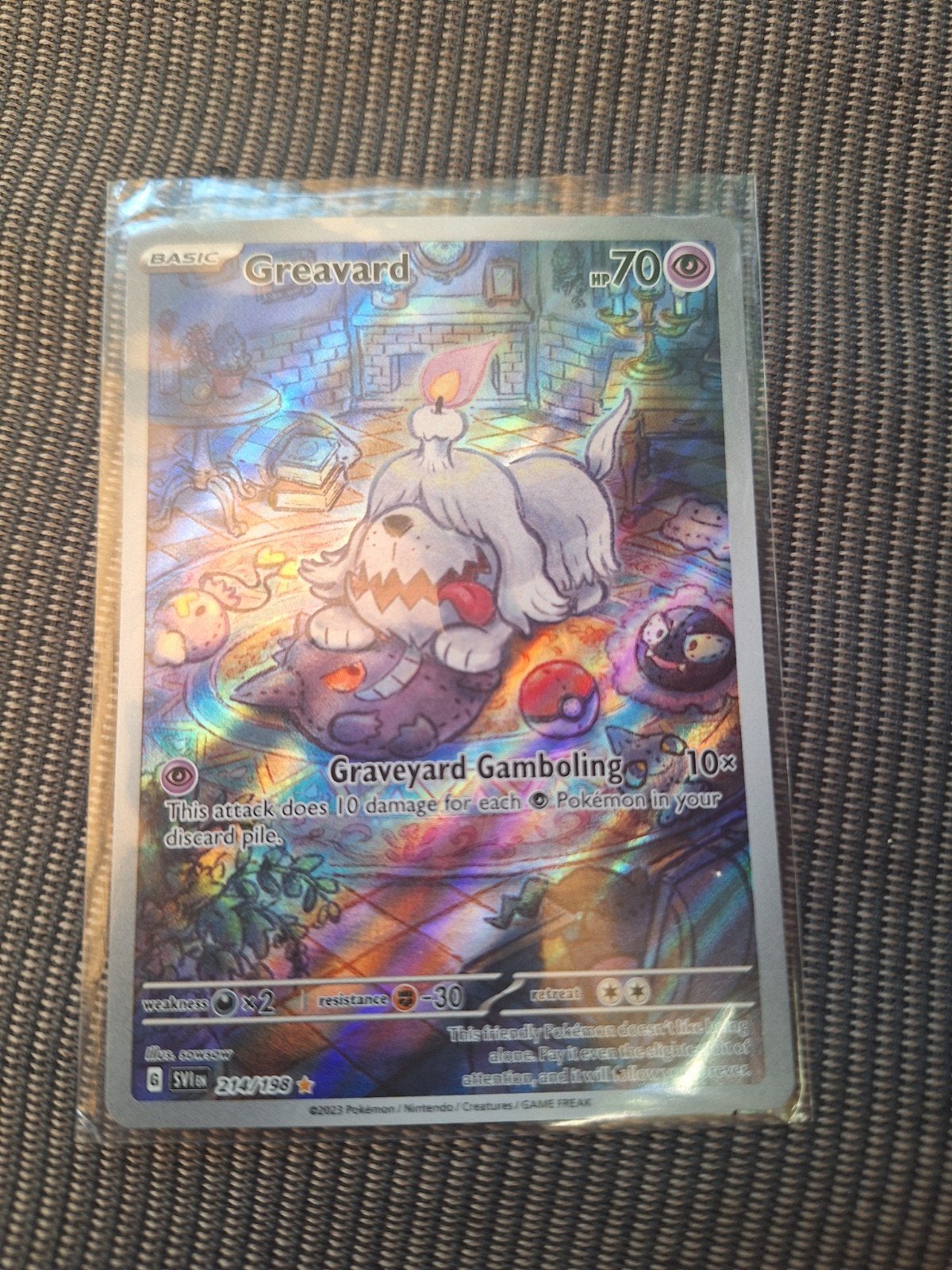 Greavard Pokémon kaart - Zeldzaam en Prachtig!, Ophalen, Zo goed als nieuw, Losse kaart, Foil
