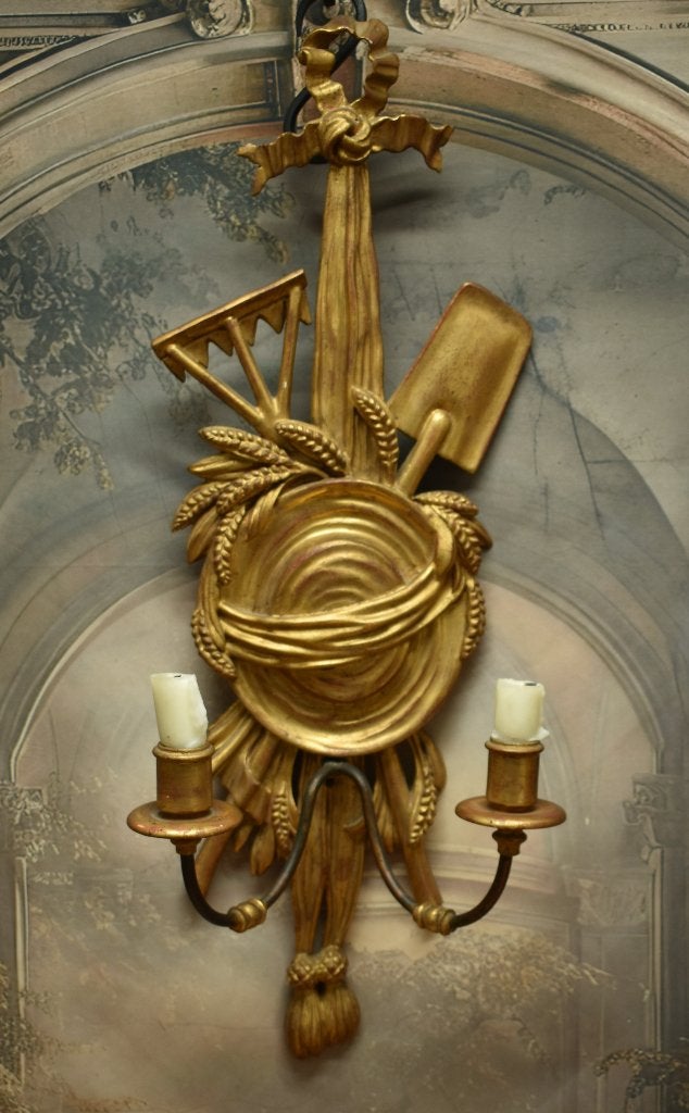 Oude Franse Bois Dore Kandelaar. "Uit Aletta's Tijd", Ophalen of Verzenden