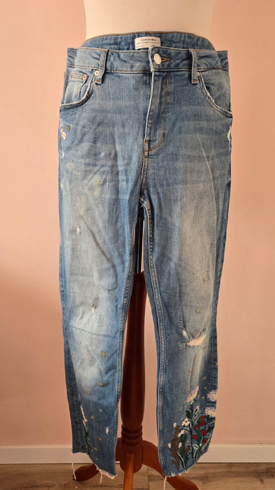 ZARA Woman Premium Denim Jeans met Borduur & Distressed, ZARA Woman, Blauw, Overige jeansmaten, Ophalen of Verzenden