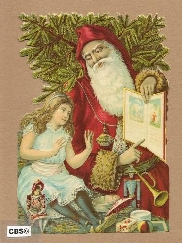 Kerstman en kind lezen samen boek poezieplaatjes 5019, Verzamelen, Ophalen of Verzenden