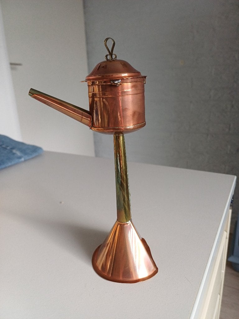 Snotneus koperen olielampje, Ophalen of Verzenden, Koper