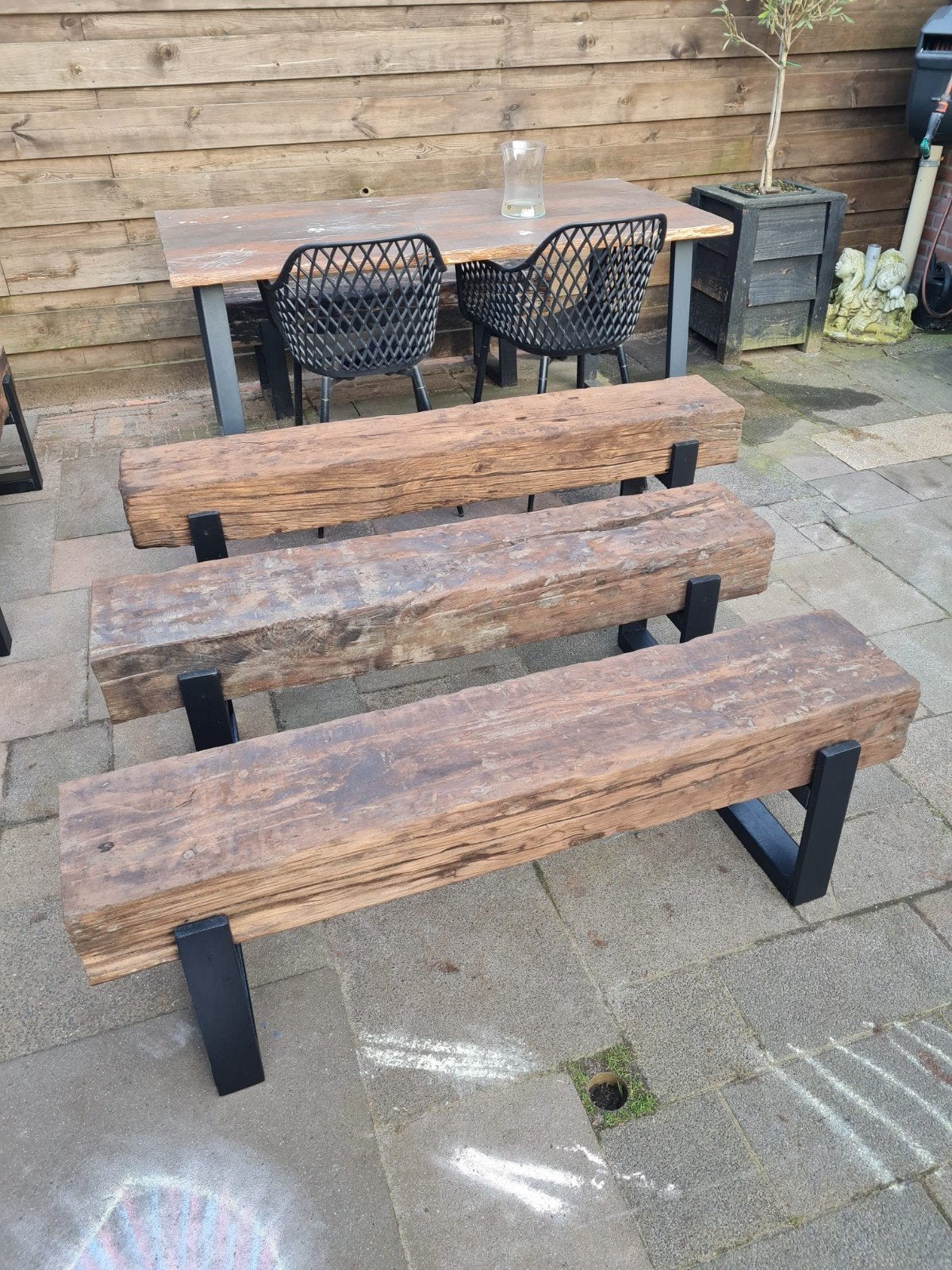 Bielzen buiten bankjes LAATSTE!!, Tuin en Terras, Ophalen, Hout