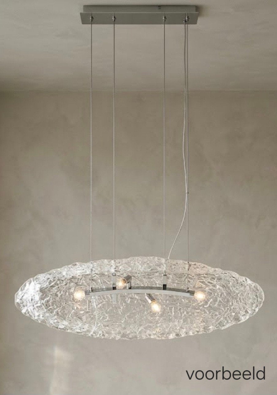 Vintage IJskristal Plafondlamp - Mid-Century Design, Ophalen