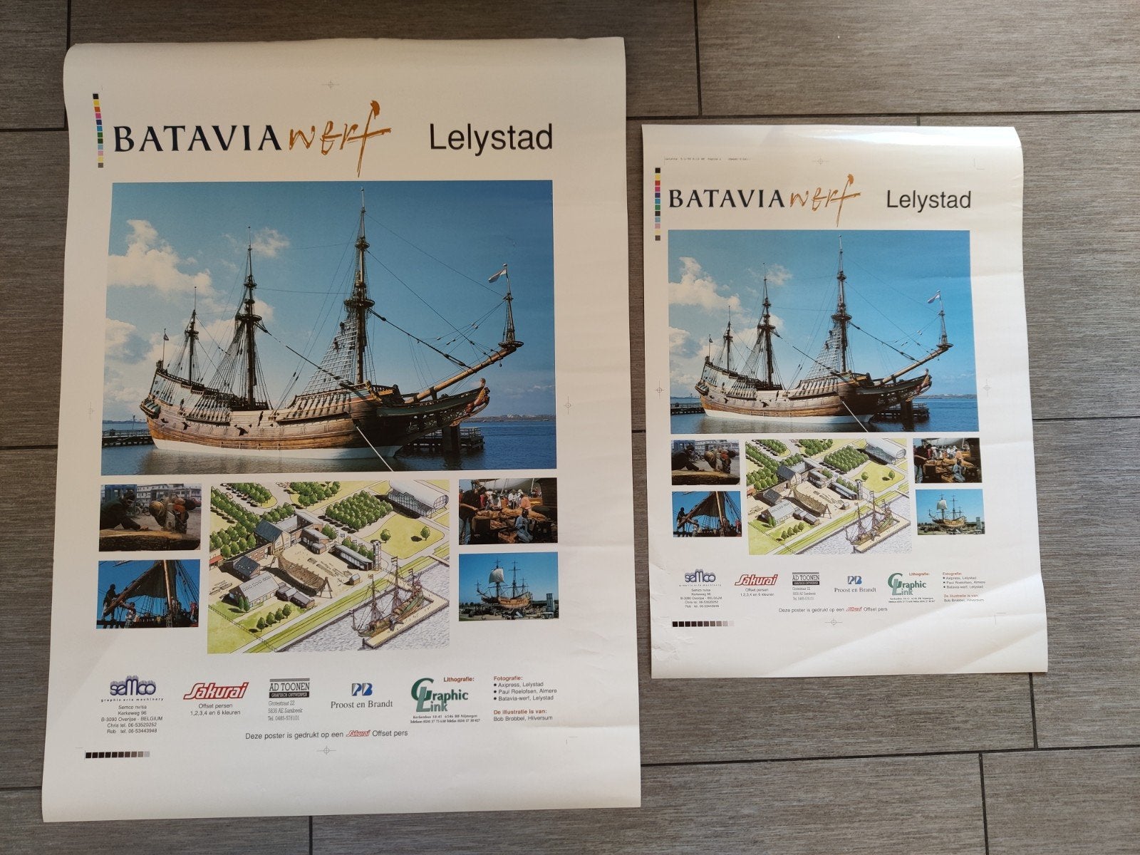 2 Reclame Posters Bataviawerf Lelystad (1996) - Scheepvaart, Verzamelen, Ophalen, Rechthoekig Staand, Zo goed als nieuw, A1 t/m A3