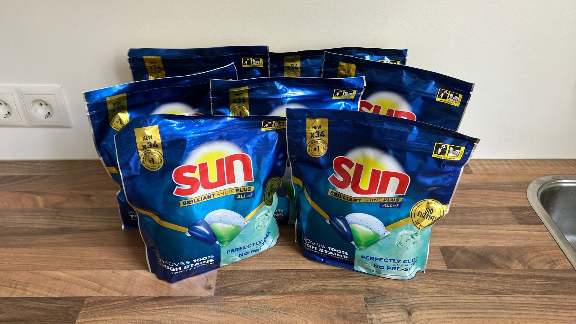 7 pakken x 34 Sun Brillant Shine Plus vaatwastabletten, Ophalen of Verzenden