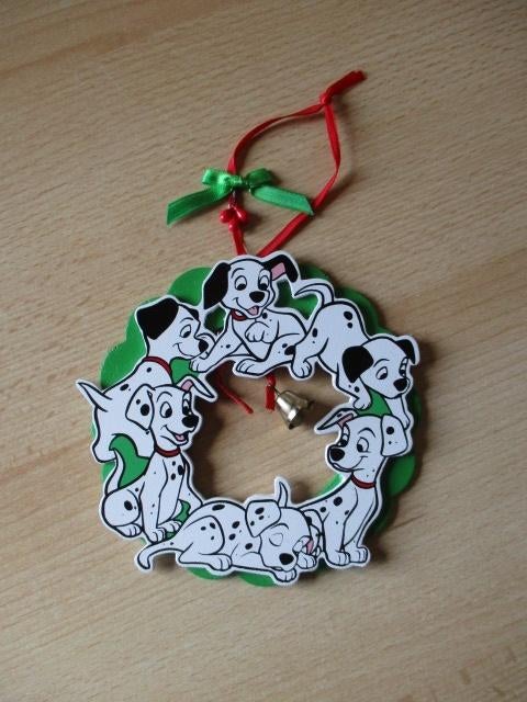 Disney 101 Dalmatiers houten kersthanger  12.5cm  kerstkrans, Ophalen of Verzenden, Overige figuren, Zo goed als nieuw, Beeldje of Figuurtje