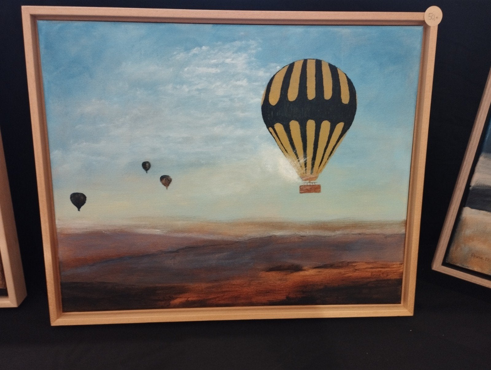 moi schilderij ballon afm ca 40x50 cm incl lijst, Antiek en Kunst, Ophalen of Verzenden