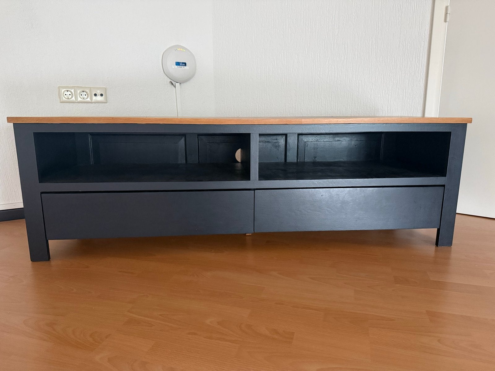 Tv-meubel met 2 Lades - 160x50x50cm, Ophalen, Gebruikt, 150 tot 200 cm, Eikenhout