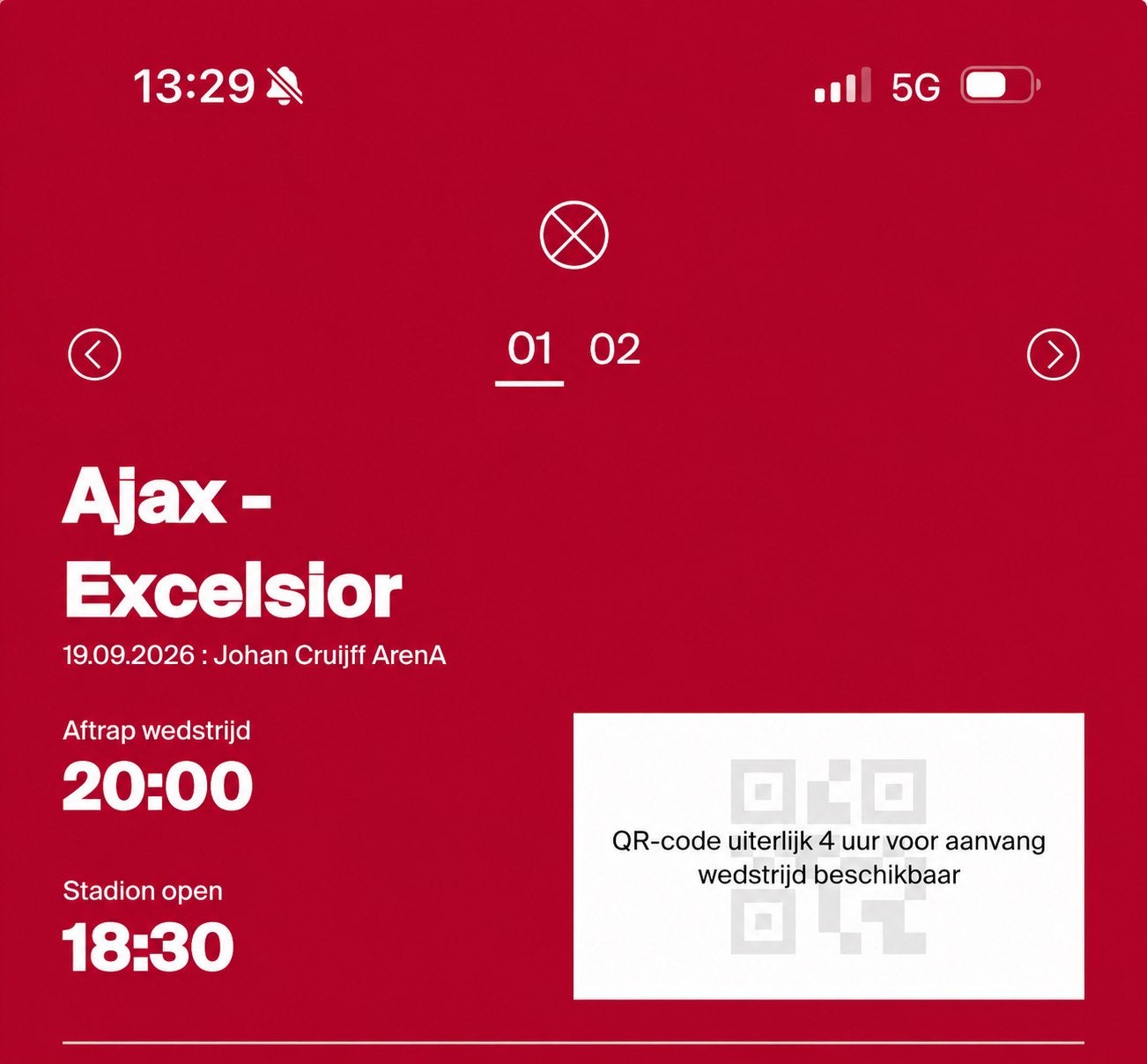 Ajax - Excelsior 2 tickets, Twee personen, September