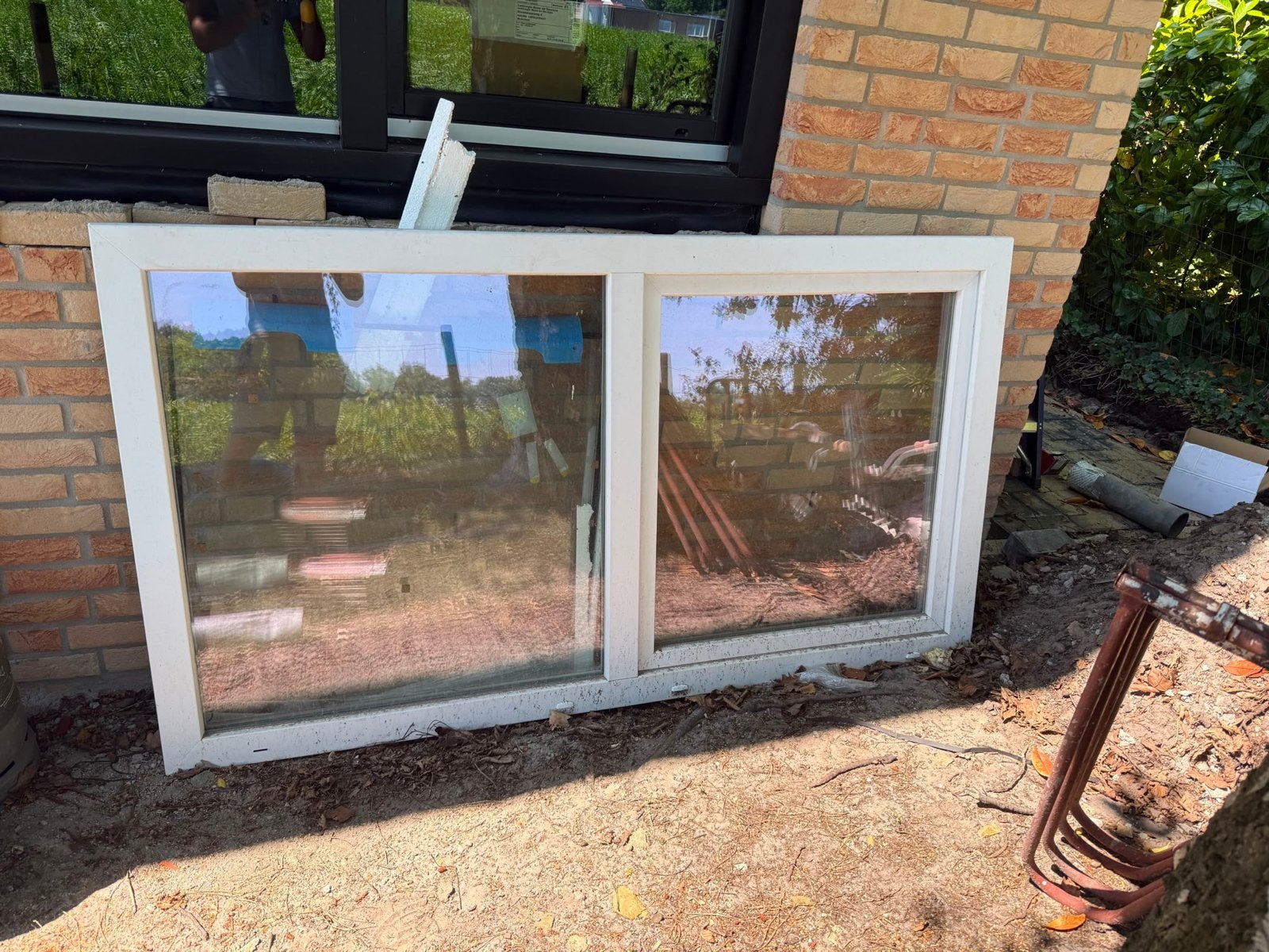 Gebruikt kunststof kozijn met dubbelglas HR++, Ophalen, Gevelraam of Ruit, 80 tot 120 cm, Zo goed als nieuw